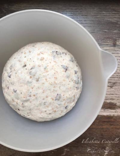 Lingue-pane-fiocchi-alga-dulse-origano-impasto-lievitato Lingue di pane con fiocchi di alga dulse e origano impasto dopo le due ore di lievitazione
