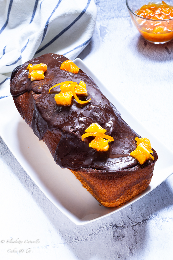 plumcake all'arancia con ganache al cioccolato e composta d'arancia